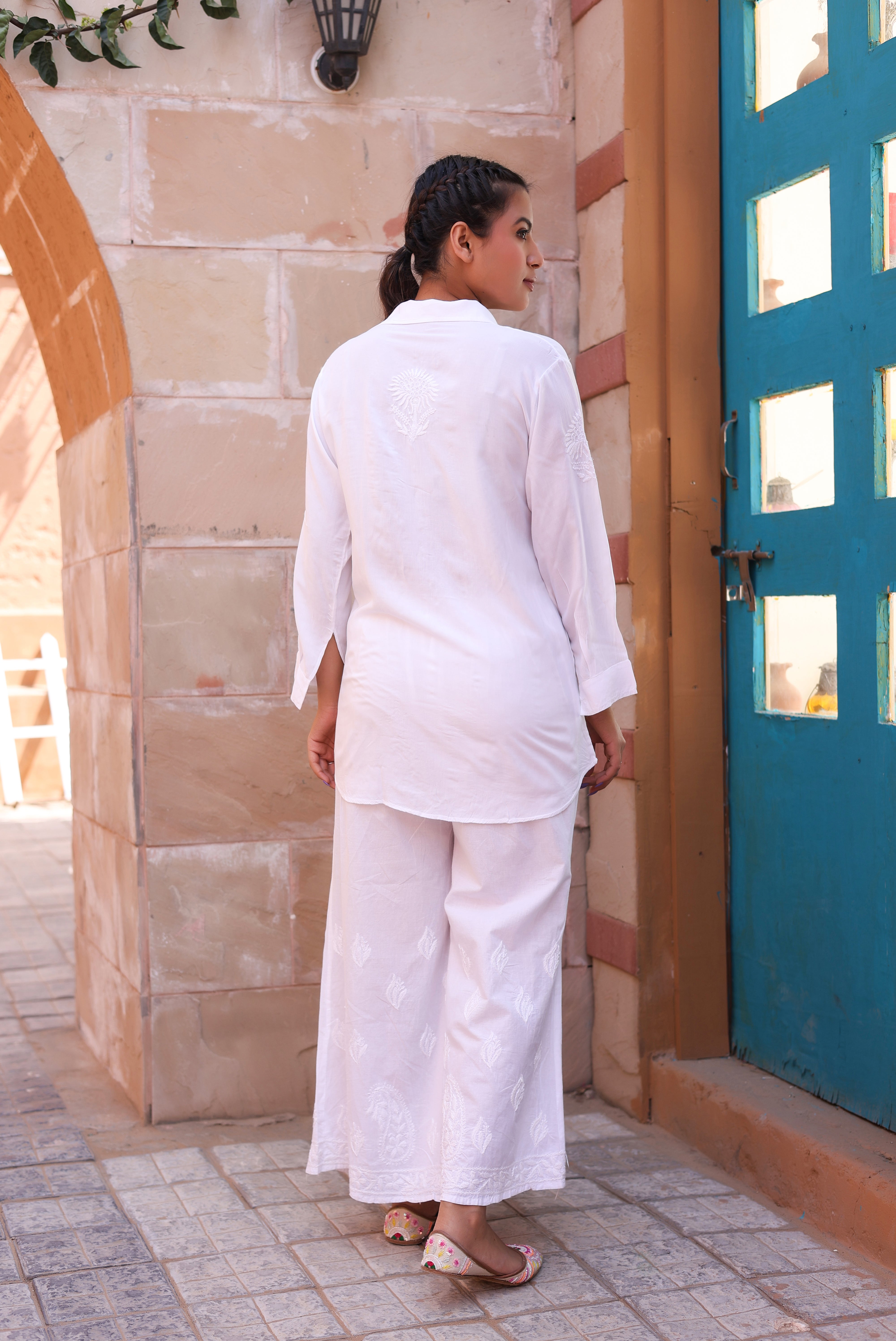 Chikankari Modal Office Shirt(White)
