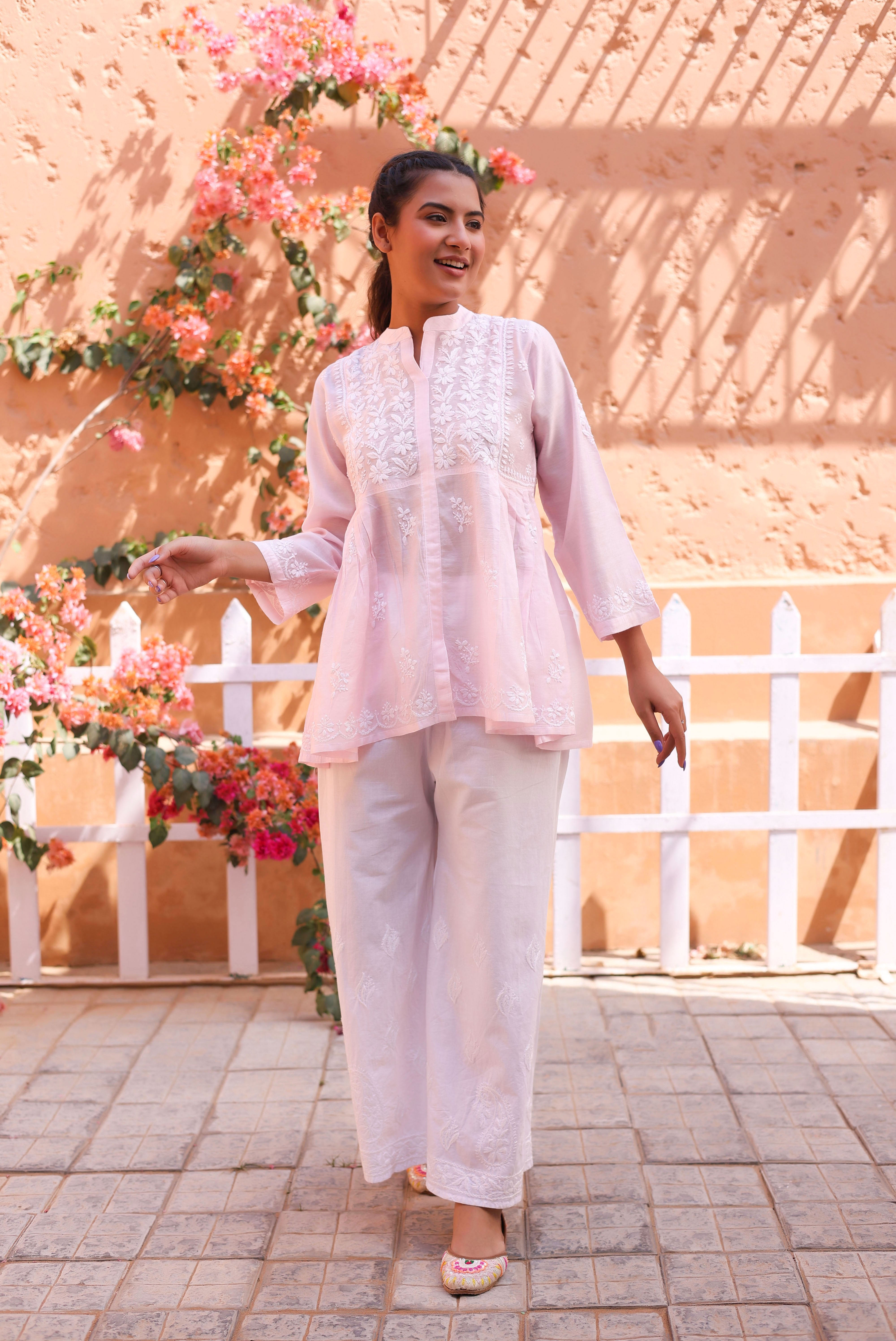 Chikankari Modal Office Shirt(White)