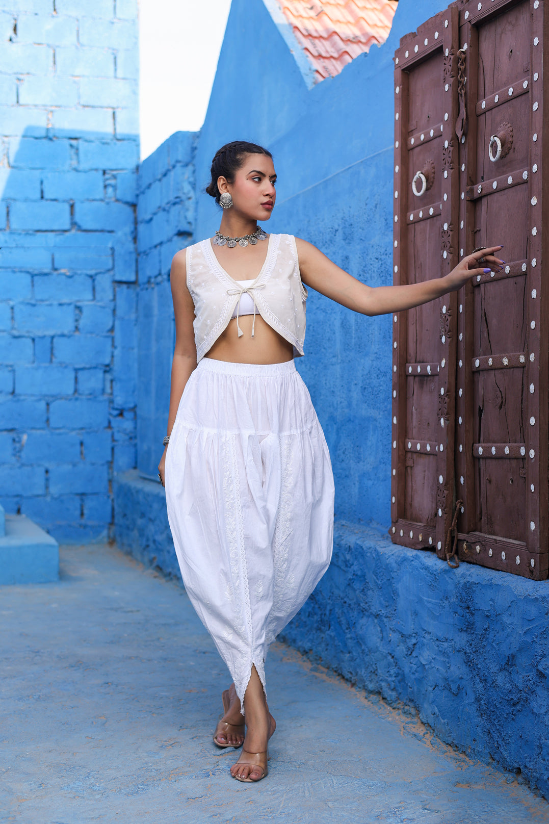 Chikankari Short Shrug(Beige)